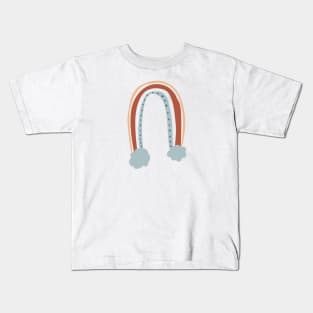 Boho Pastel Rainbow and Clouds Organic abstract art Kids T-Shirt